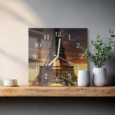 Square wall clock Eiffel Tower Paris