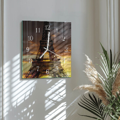 Square wall clock Eiffel Tower Paris