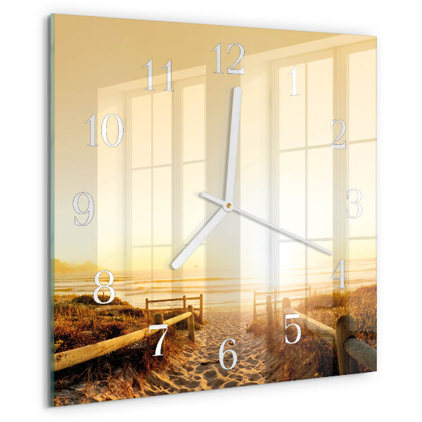 Square wall clock Beach Path