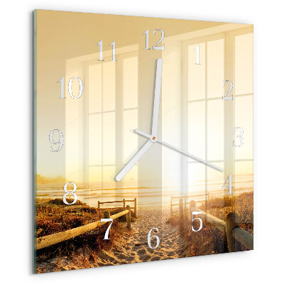 Square wall clock Beach Path