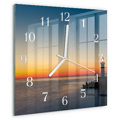 Square wall clock Lighthouse Sea