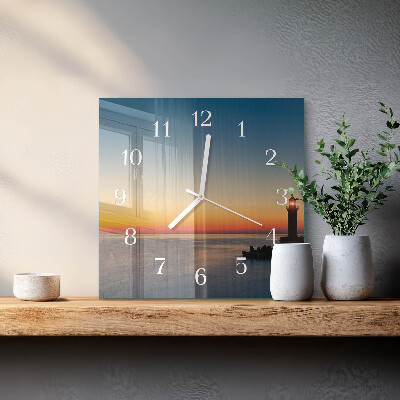 Square wall clock Lighthouse Sea