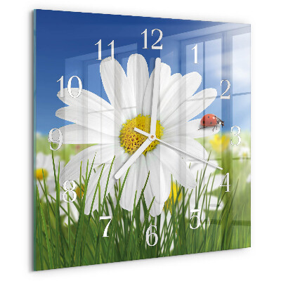 Square wall clock Flower and Ladybug