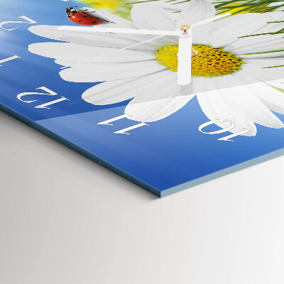 Square wall clock Flower and Ladybug