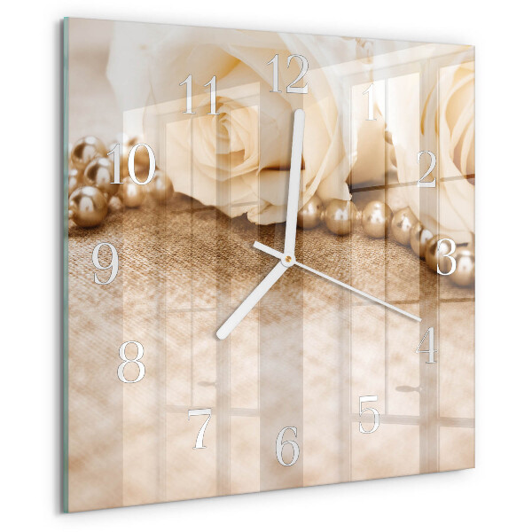 Square wall clock Vintage Sepia Roses