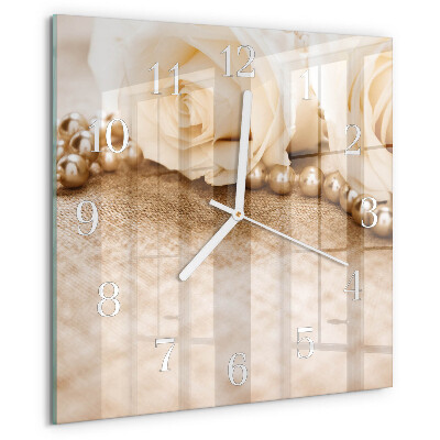 Square wall clock Vintage Sepia Roses