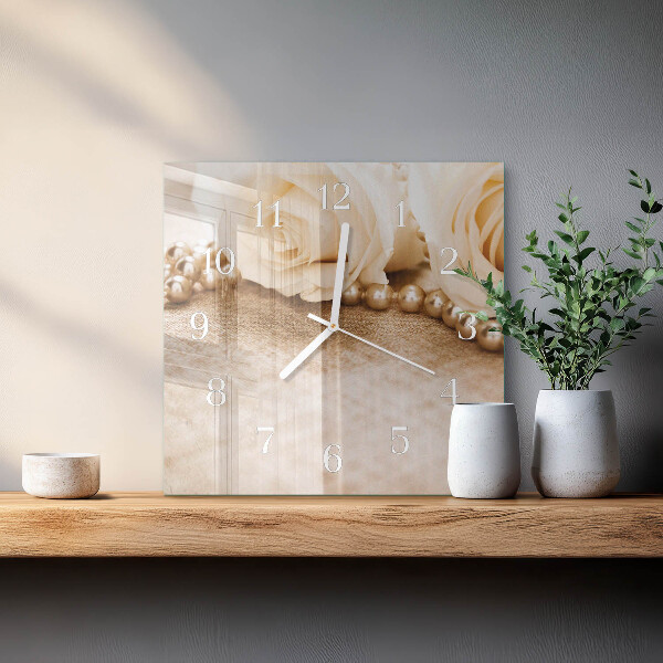 Square wall clock Vintage Sepia Roses