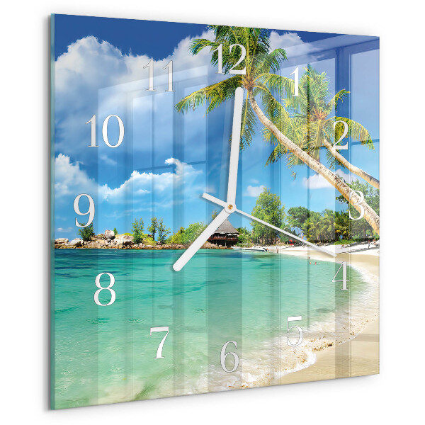 Square wall clock Beach Palm Trees