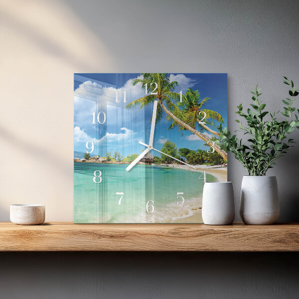 Square wall clock Beach Palm Trees