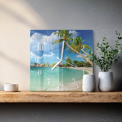 Square wall clock Beach Palm Trees