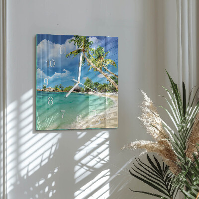 Square wall clock Beach Palm Trees
