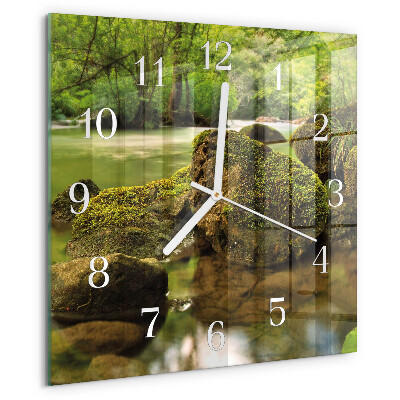 Square wall clock Landscape River