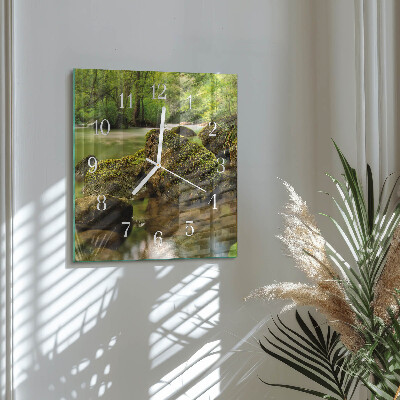 Square wall clock Landscape River