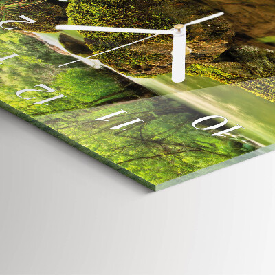 Square wall clock Landscape River