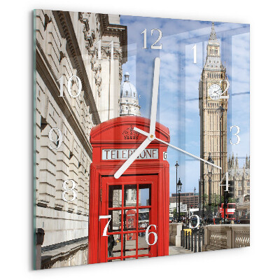 Square wall clock Red Telephone Booth