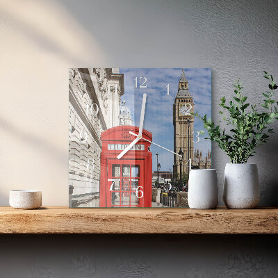 Square wall clock Red Telephone Booth