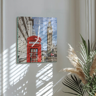 Square wall clock Red Telephone Booth