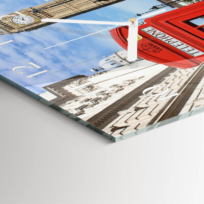 Square wall clock Red Telephone Booth