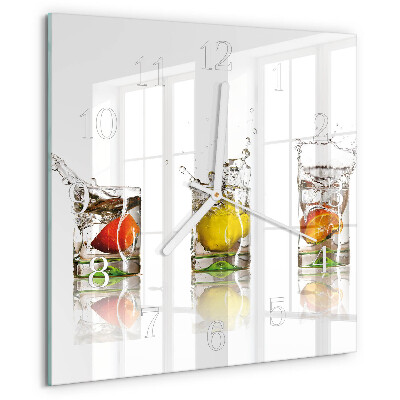 Square wall clock Fruit Glasses