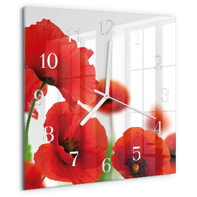 Square wall clock Poppies