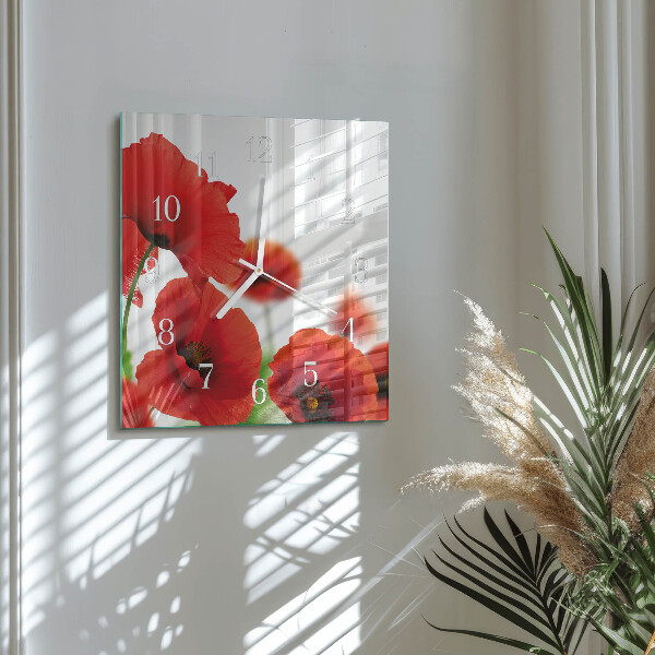 Square wall clock Poppies