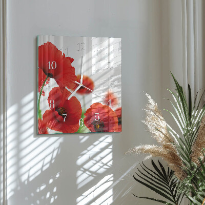 Square wall clock Poppies