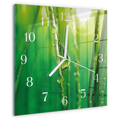 Square wall clock Drops of Grass