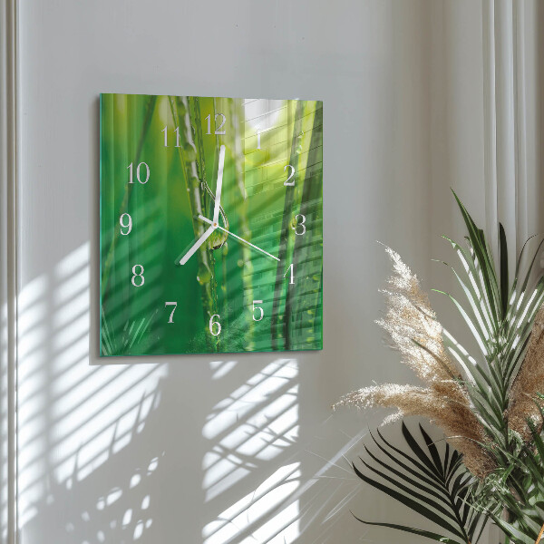 Square wall clock Drops of Grass
