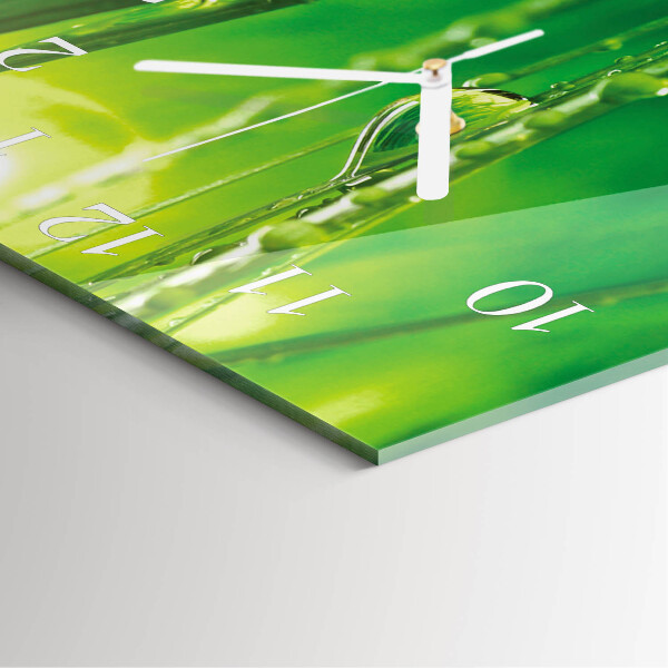 Square wall clock Drops of Grass