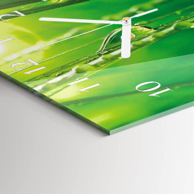Square wall clock Drops of Grass