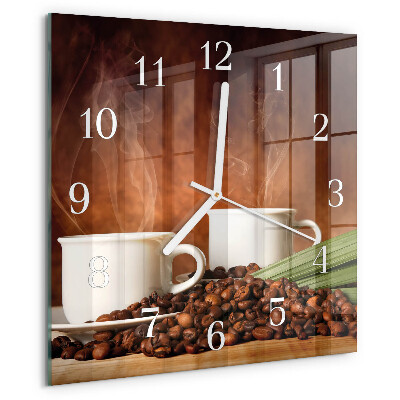 Square wall clock Coffee cups