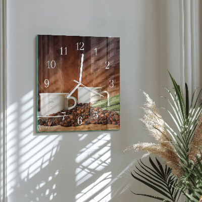 Square wall clock Coffee cups