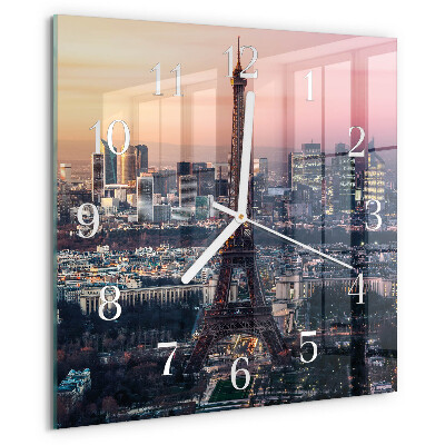 Square wall clock Eiffel Tower Paris