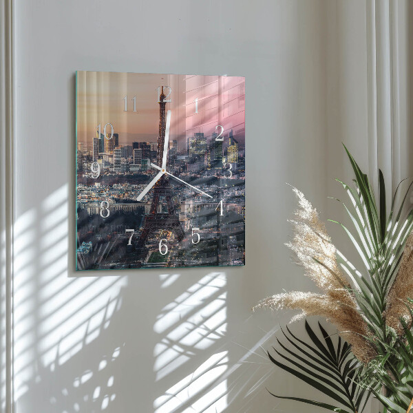 Square wall clock Eiffel Tower Paris