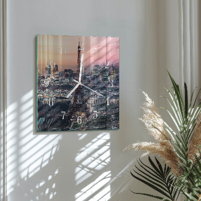 Square wall clock Eiffel Tower Paris