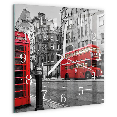 Square wall clock Red Bus