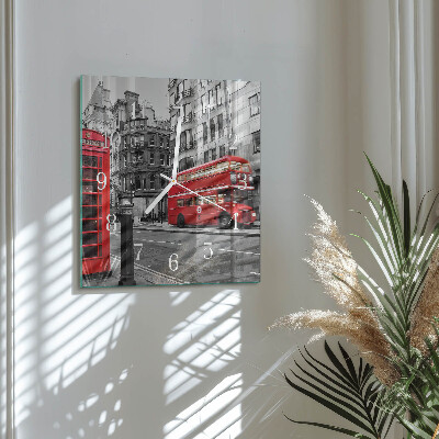Square wall clock Red Bus