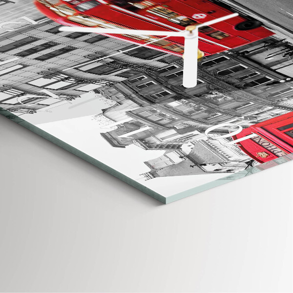 Square wall clock Red Bus