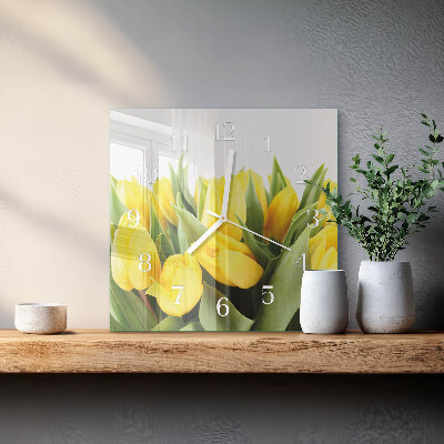 Square wall clock Tulip Flowers