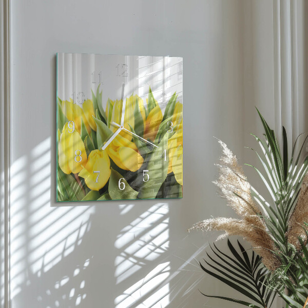 Square wall clock Tulip Flowers