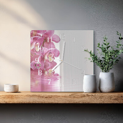 Square wall clock Orchid
