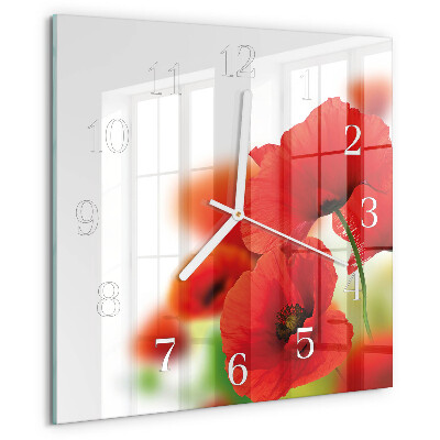 Square wall clock Poppies