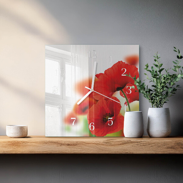 Square wall clock Poppies