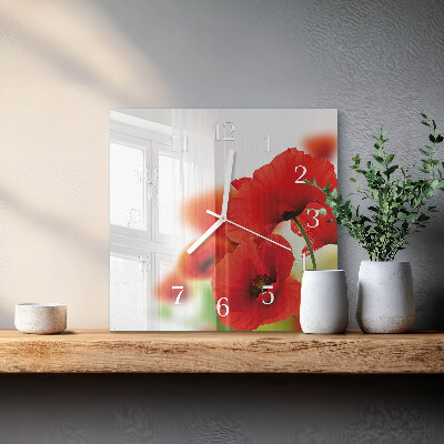 Square wall clock Poppies