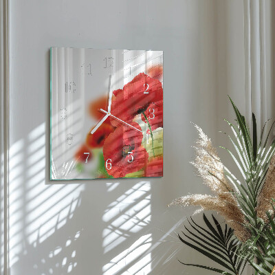 Square wall clock Poppies