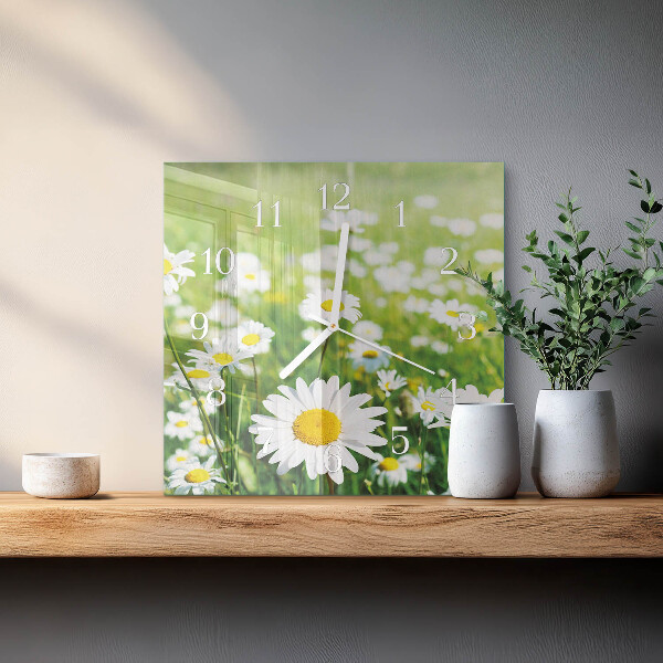 Square wall clock Daisies