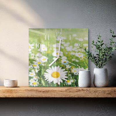 Square wall clock Daisies