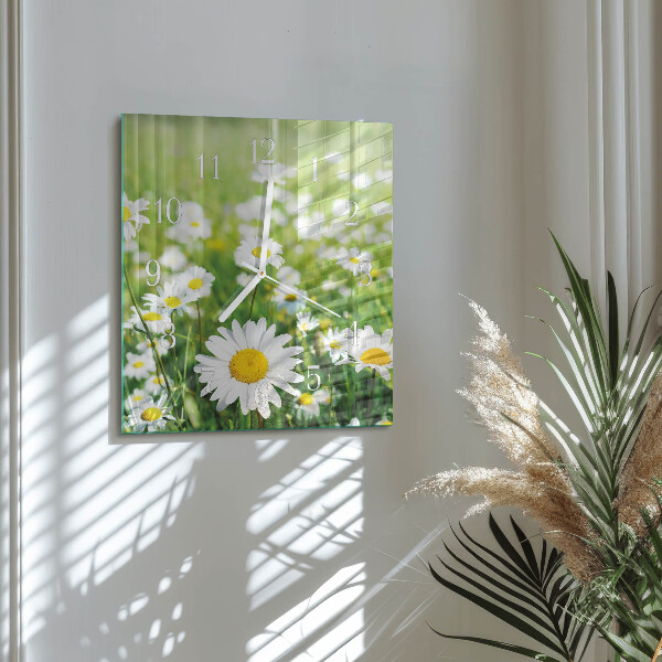 Square wall clock Daisies