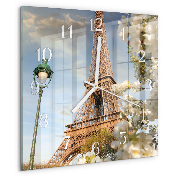 Square wall clock Eiffel Tower Paris