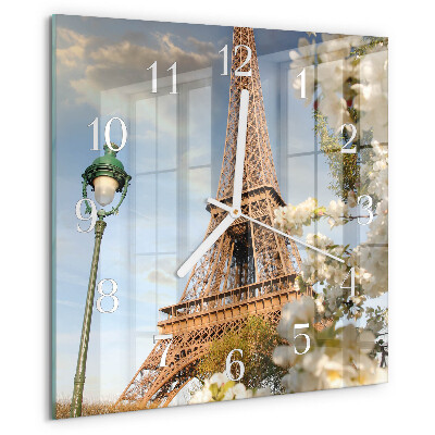 Square wall clock Eiffel Tower Paris
